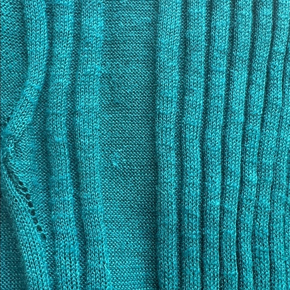 Anthro Knitted & Knotted Teal Open-Front Silk Trim Cardigan Sweater Size M NWT - Picture 15 of 15